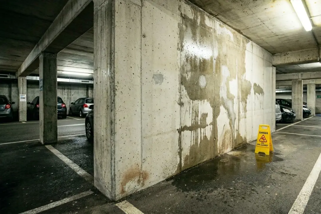infiltration d'eau mur parking