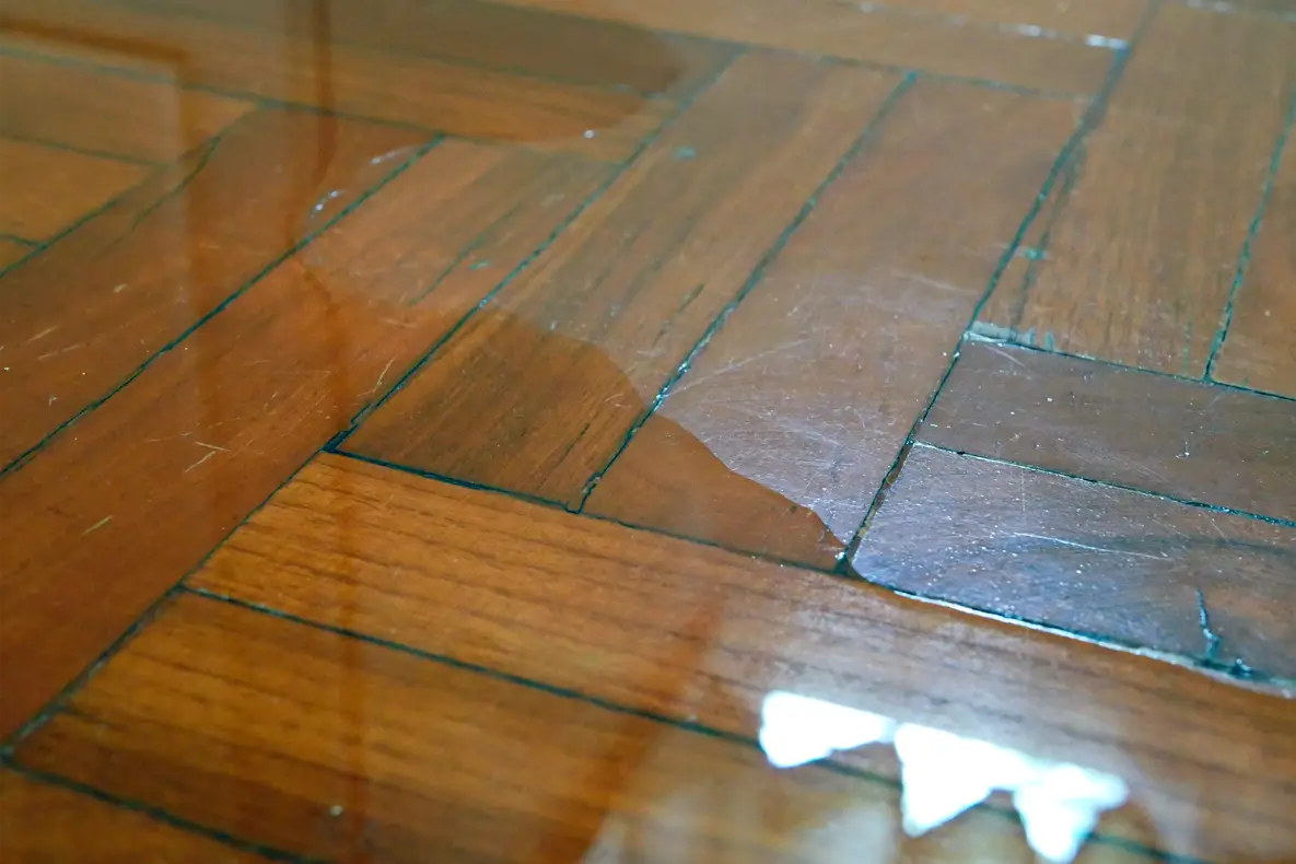 sol parquet humide eau