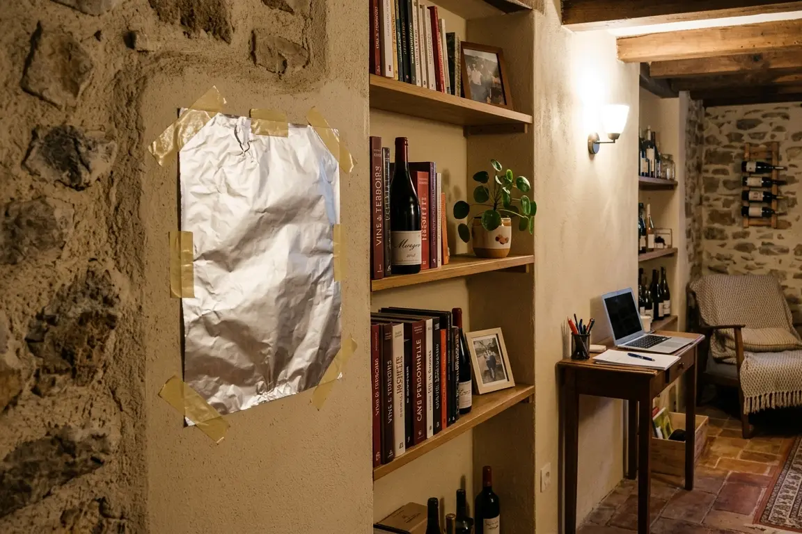 feuille aluminium scotchée au mur