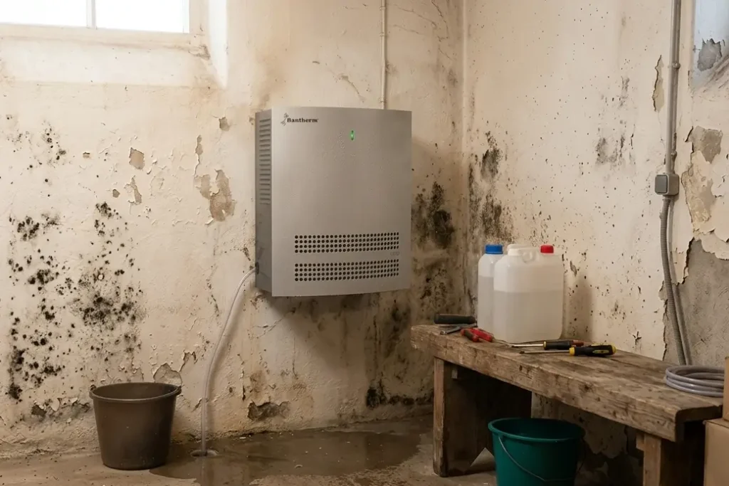 déshumidificateur accroché au mur