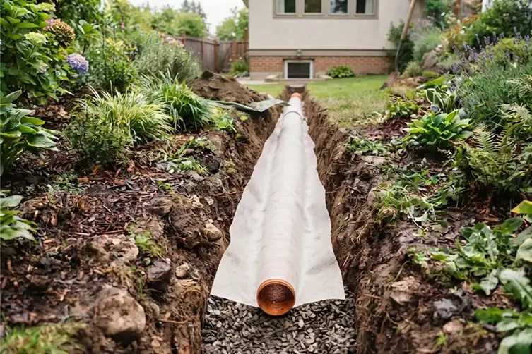 Drainage terrain qui éloigne l'eau de la maison